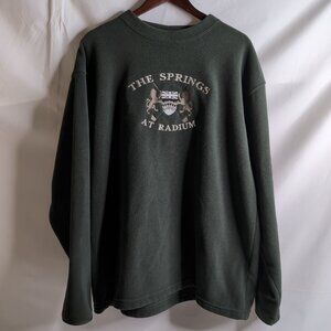 Second Skin Men's Dark Green Vintage Fleece Pullover Crewneck, Size XL